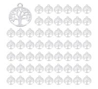 PATIKIL Tree Bead Charm, 80 Pcs Alloy Tree of Life Charm Pendant for DIY Crafts, Light Silver, 0.9 x 0.8 Inch