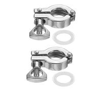 PATIKIL Tri Sanitary Clamp Single Pin, 2Set Heavy Duty 304 Stainless Steel Clamp Sanitary Fittings with Wing Nut Silicone Gasket for Ferrule TC Tube OD 3/4" Flange Size 34mm, Silver