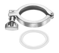 PATIKIL Tri Sanitary Clamp Single Pin, Heavy Duty 304 Stainless Steel Clamp Sanitary Fittings with Wing Nut Silicone Gasket for Ferrule TC Tube OD 2" Flange Size 64mm, Silver