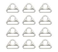 PATIKIL Triangle Buckle Adjuster, 12 Pcs 2 Inch Zinc Alloy Triangle D Rings with Bar Swivel Clip for Tag Clip Bag Straps Webbing Sewing, Silver Tone