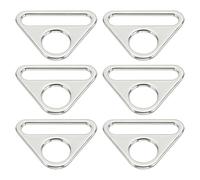 PATIKIL Triangle Buckle Adjuster D Ring, 6Pcs 0.98 Inch Metal Triangle Buckles with Bar Swivel Clip for Purse Bag Straps Loop Dog Tag Clip, Silver White