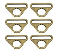 PATIKIL Triangle Buckle Adjuster D Ring, 6Pcs 1.26 Inch Metal Triangle Buckles with Bar Swivel Clip for Purse Bag Straps Loop Dog Tag Clip, Bronze