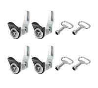 PATIKIL Triangle Cam Lock, 4 Pack Chrome Plated Tubular Cabinet Drawer Lock 1-1/4" Cylinder Length Fits Up to 1-1/16" Thick Panel with Small Keys for Electric Cabinet Water and Gas Meter