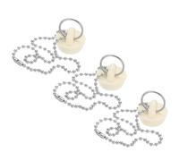 PATIKIL Tub Drain Stopper, 3Pcs for 1" Rubber Bath Tub Drain Sink Stopper with Pull Ring Stainless Steel Beaded Chain for Kitchen Sink Bathroom Laundry, White
