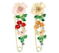 PATIKIL Tulip Crystal Safety Decorative Pins Brooch Clip Clasp Pin, 2Pcs Anti Exposure Enamel for Women Sweaters, Shawls, Collars, Dress