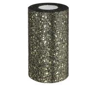 PATIKIL Tulle Fabric Rolls, 6 Inch by 50 Yards Fabric Spool Tulle Sparkling Ribbon Netting Sequin for DIY Tutu Skirts Crafts Wedding Party Decorations, Black-Gold