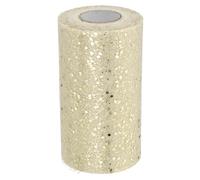 PATIKIL Tulle Fabric Rolls, 6 Inch by 50 Yards Fabric Spool Tulle Sparkling Ribbon Netting Sequin for DIY Tutu Skirts Crafts Wedding Party Decorations, Beige-Gold