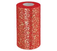PATIKIL Tulle Fabric Rolls, 6 Inch by 50 Yards Fabric Spool Tulle Sparkling Ribbon Netting Sequin for DIY Tutu Skirts Crafts Wedding Party Decorations, Red-Gold