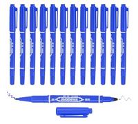 PATIKIL Twin Tip Permanent Marker, 12Pcs Dual Tip Permanent Makers with Fine and Ultra Fine Point for Signature and Marking, Blue