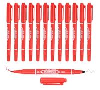 PATIKIL Twin Tip Permanent Marker, 12Pcs Dual Tip Permanent Makers with Fine and Ultra Fine Point for Signature and Marking, Red