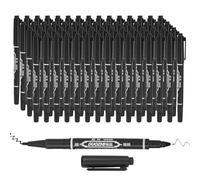 PATIKIL Twin Tip Permanent Marker, 60Pcs Dual Tip Permanent Makers with Fine and Ultra Fine Point for Signature and Marking, Black