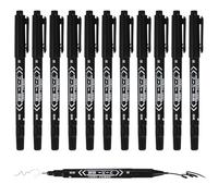 PATIKIL Twin Tip Permanent Markers, 12 Pack Black Fine and Ultra Fine Point Colored Makers Quick Drying Coloring Pen for Writing Drawing on Wood Plastic Metal Glass Stone