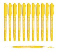PATIKIL Twin Tip Permanent Markers, 12 Pack Yellow Fine and Ultra Fine Point Colored Makers Quick Drying Coloring Pen for Writing Drawing on Wood Plastic Metal Glass Stone