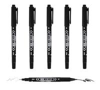 PATIKIL Twin Tip Permanent Markers, 6 Pack Black Fine and Ultra Fine Point Colored Makers Quick Drying Coloring Pen for Writing Drawing on Wood Plastic Metal Glass Stone