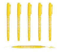 PATIKIL Twin Tip Permanent Markers, 6 Pack Yellow Fine and Ultra Fine Point Colored Makers Quick Drying Coloring Pen for Writing Drawing on Wood Plastic Metal Glass Stone