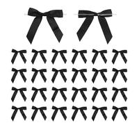 PATIKIL Twist Tie Bows, 50 Pcs 2.5" Premade Satin Ribbon Bow for Crafts Candy Treat Bags Cake Gift Wrapping Wedding Birthday Party Decorations, Black