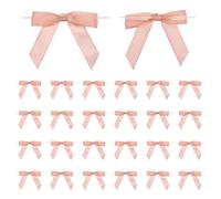 PATIKIL Twist Tie Bows, 50 Pcs 2.5" Premade Satin Ribbon Bow for Crafts Candy Treat Bags Cake Gift Wrapping Wedding Birthday Party Decorations, Rose Pink