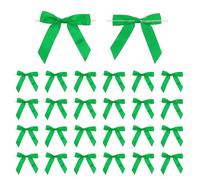 PATIKIL Twist Tie Bows, 50 Pcs 2.5" Premade Satin Ribbon Bow for Crafts Candy Treat Bags Cake Gift Wrapping Wedding Birthday Party Decorations, Christmas Green