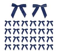 PATIKIL Twist Tie Bows, 50 Pcs 2.5" Premade Satin Ribbon Bow for Crafts Candy Treat Bags Cake Gift Wrapping Wedding Birthday Party Decorations, Navy Blue