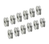 PATIKIL U-Groove Bearing, 12 Pack 4x13x4mm U Groove Guide Pulley Carbon Steel Sealed Ball Bearings Rail Roller Bearing Wheel for Track Liner Motion System