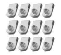 PATIKIL U-Style Clip-On Nut, 12 Pcs M4-0.7 Regular Extruded U-Nut U-Type Fasteners Hardware Nuts Manganese Steel for Automotive Metal Cars Motorcycles, Silver White