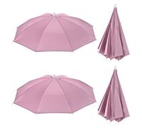 PATIKIL Umbrella Hat, 4 Pack 20 Inch Folding Sun Rain Cap Hands Free Fishing Umbrella Hat for Golf Fishing Camping Outdoor, Pink
