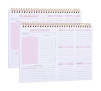 PATIKIL Undated Weekly Planner, 2 Pcs B5 10 x 8 Inches 53 Sheets Weekly to Do List Planner Daily Goals Notebook with Spiral Binding Habit Tracker, Pink 1