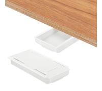 PATIKIL Under Desk Drawer, 2 Pcs Under Table Storage Self-Adhesive Attachment Drawers Organizer for Pens Standing Desk Office Studio Home, White, Small