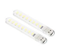 PATIKIL USB Night Light, 2 Pack Portable Plug-in Mini LED Lamp Stick 8 Beads for Home Decor Reading Sleeping Camping, White