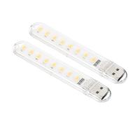 PATIKIL USB Night Light, 2 Pack Portable Plug-in Mini LED Lamp Stick 8 Beads for Home Decor Reading Sleeping Camping, Warm White