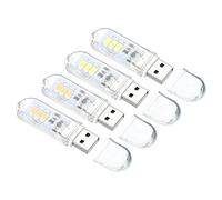 PATIKIL USB Night Light, 4 Pack Portable Plug-in Small LED Light Stick with 3 Lamp Beads, Touch Sensor Switch, White/Warm