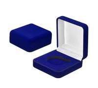PATIKIL Velvet Challenge Coin Presentation Display Box, 35mm Coin Display Case Badge Gift Storage Protective Holder for Commemorative Medals Tokens Collection, Blue/White