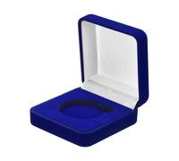 PATIKIL Velvet Challenge Coin Presentation Display Box, 40mm Coin Display Case Badge Gift Storage Protective Holder for Commemorative Medals Tokens Collection, Blue/White