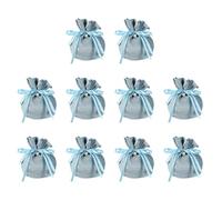 PATIKIL Velvet Drawstring Bags 6"x6", 10 Pcs Velvet Gift Bag with Pearl, Mini Candy Packaging Storage Pouches for Christmas Jewelry Webbing Party Favor, Blue