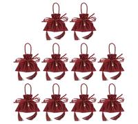 PATIKIL Velvet Gift Drawstring Bags 6 x 5.5 Inch, 10Pcs Velvet Pouches Wedding Candy Bags with Pearl and Tassels for Christmas Jewelry Party Favor, Wine Red