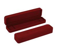 PATIKIL Velvet Necklace Box, 2 Pack Single Slot Long Chain Box Vintage Jewelry Holder for Wedding Engagement Proposal Ceremony Anniversary Style 2, Red