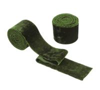 PATIKIL Velvet Ribbon, 2 Pcs 1 1/2 Inch Wide Handmade Frayed Raw Edge Thick Fringe Ribbon Wide Fringe Fabric Ribbons for Gift Wrapping Wedding Bouquet Christmas Decor Wreath Craft, Green