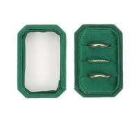 PATIKIL Velvet Ring Box 3 Slots, Octagonal 3 Rings Bearer Holder Handmade Vintage Rings Display Organizer for Jewelry Storage, Proposal, Engagement, Wedding Ceremony, Green