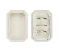 PATIKIL Velvet Ring Box 3 Slots, Octagonal 3 Rings Bearer Holder Handmade Vintage Rings Display Organizer for Jewelry Storage, Proposal, Engagement, Wedding Ceremony, Beige