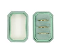 PATIKIL Velvet Ring Box 3 Slots, Octagonal 3 Rings Bearer Holder Handmade Vintage Rings Display Organizer for Jewelry Storage, Proposal, Engagement, Wedding Ceremony, Light Green