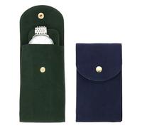 PATIKIL Velvet Watch Pouch, 2 Pack Soft Velvet Watch Storage Bag Portable Travel Case with Snap Button for Jewelry Watch Organizer(Green Navy, 7x13cm)