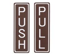 PATIKIL Vertical Push Pull Door Sign, 4"x1.25" Waterproof Push Pull Door Entrance Signs for Home Office Restroom Business Meeting Door, Dark Brown