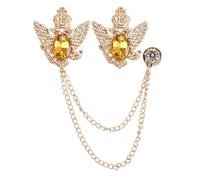 PATIKIL Vintage Crown Hanging Chain Brooch Pins, 2Pcs Animal Tassel Gem Chain Brooch Pin Double Wings Lapel Suit Pins for Women Men Clothes Shirt Dress Coat, Champagne