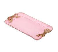 PATIKIL Vintage Decorative Tray Towel Tray, Storage Tray Dish Plate Fruit Trays Cosmetics Organizer Retro Design Bow-Knot Rectangle Resin Plate for Room Decorative Gift, Pink
