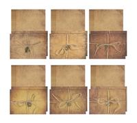 PATIKIL Vintage Gift Card Envelopes Set, 12 Set 150 G V Flap Christmas Card Envelope with Letter Rose Sun Accessories for Birthday Wedding, Retro