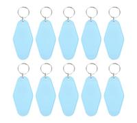 PATIKIL Vintage Motel Keychain, 10 Pack Blank Hotel Keychains Rhombus Retro Key Tag for DIY Crafts Ornament Backpack Luggage Labels Tags, Sky Blue