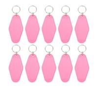 PATIKIL Vintage Motel Keychain, 10 Pack Blank Hotel Keychains Rhombus Retro Key Tag for DIY Crafts Ornament Backpack Luggage Labels Tags, Pink