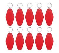 PATIKIL Vintage Motel Keychain, 10 Pack Blank Hotel Keychains Rhombus Retro Key Tag for DIY Crafts Ornament Backpack Luggage Labels Tags, Red