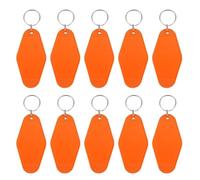 PATIKIL Vintage Motel Keychain, 10 Pack Blank Hotel Keychains Rhombus Retro Key Tag for DIY Crafts Ornament Backpack Luggage Labels Tags, Orange