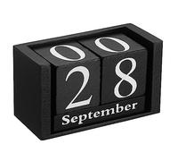 PATIKIL Vintage Wood Block Perpetual Calendar, Reusable Wooden Month Date Display Blocks for Desk Office Home Decoration 3.7", Black